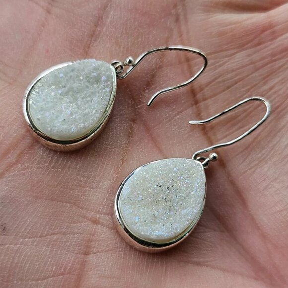 Women Earrings Fashion Earrings Pure Silver Plated Drusy Quartz Ear Jewelry - Picture 6 of 13